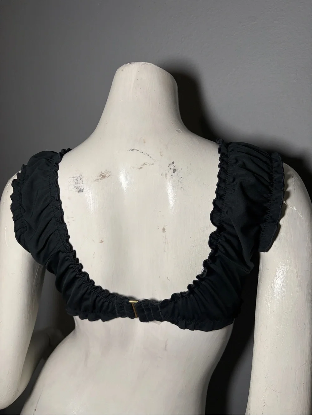 Frankie's Bikinis Black Ruffle-Trim Bralette Bikini Top